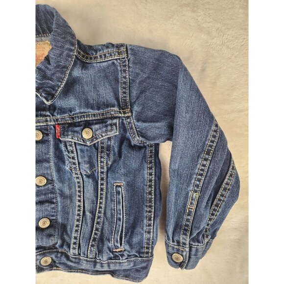 Levi Strauss Denim Jacket Child 3X Regular Blue Jean Classic Red Tab Snap Front - Picture 3 of 10